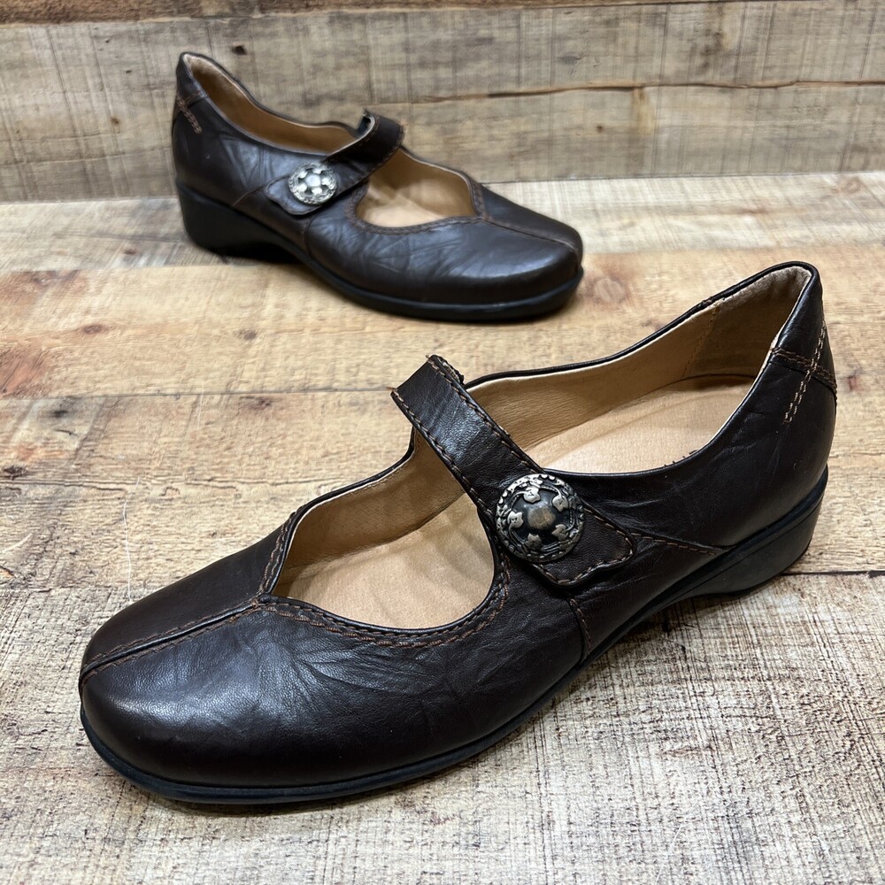 Sanita Womens Brown Leather Mary Jane Slip On Comfort Shoes Size 39